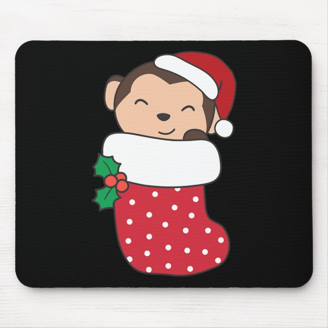 Mousepad Macacos Bonitos Em Meias De Natal Para O Natal (Frente)