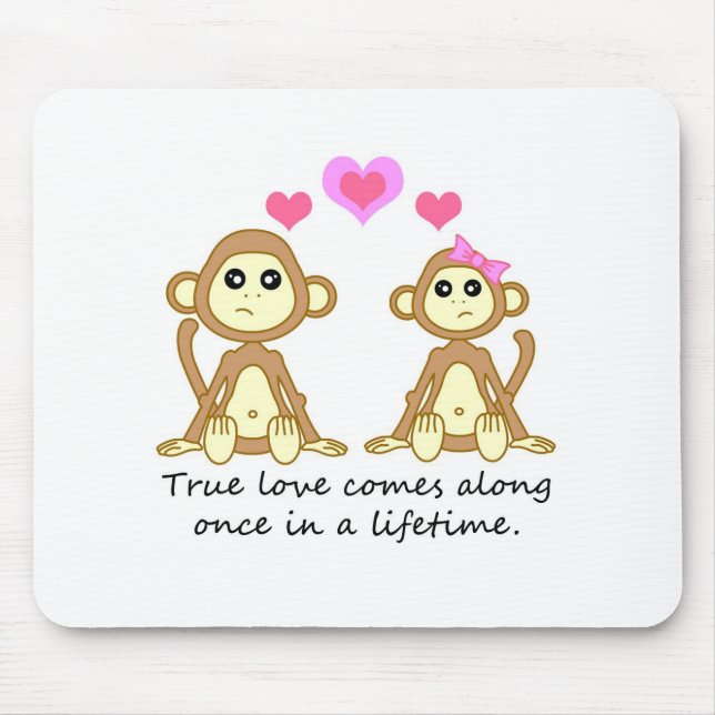 Mousepad Macacos bonitos - o amor verdadeiro vem avante uma (Frente)