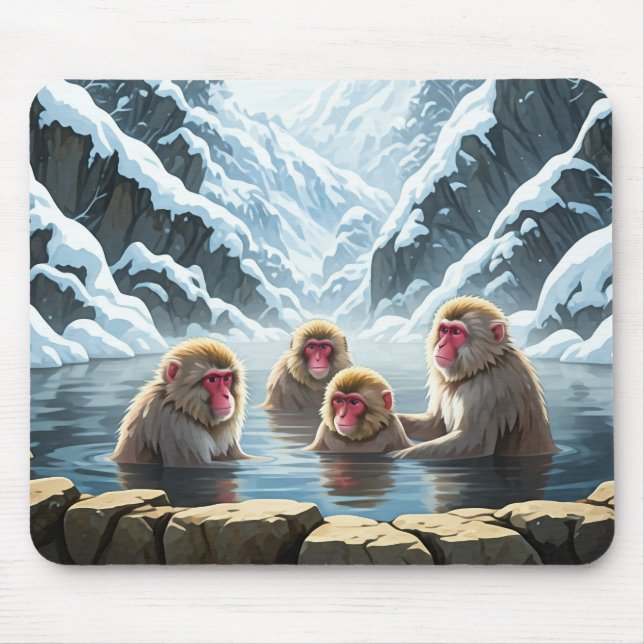 Mousepad Macacos-da-neve do Parque Jigokudani Japão (Frente)