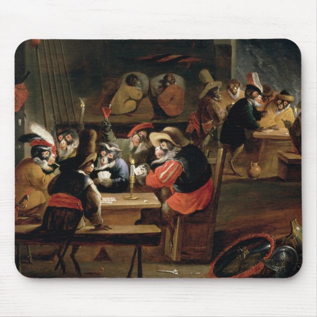 Mousepad Macacos em uma taberna, detalhe do jogo de cartas (Frente)