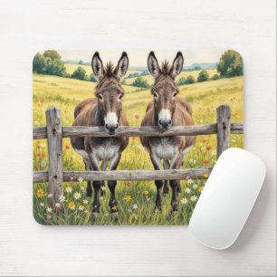 Mousepad Macacos por cerca numa pastagem de Fazenda