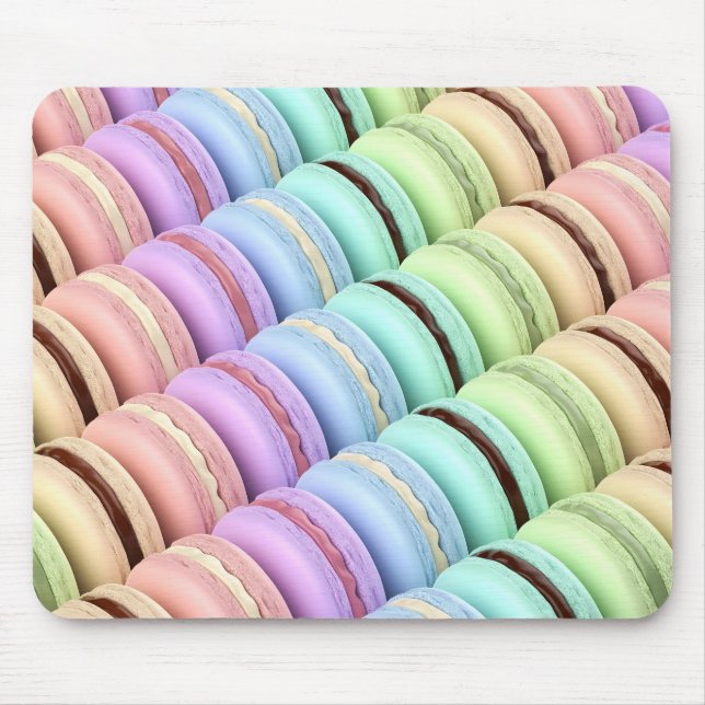 Mousepad Macarões franceses com diferentes cores e sabores (Frente)