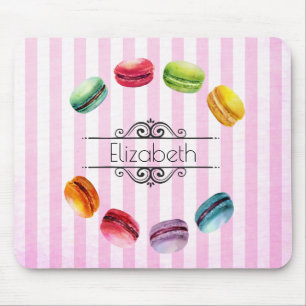 Mousepad Macarões Num Círculo Pastelaria francesa em aqua