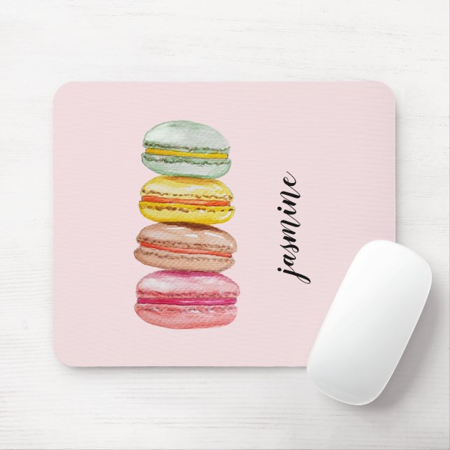 Mousepad Macarons Franceses Aquarela Pintados à Mão (Com mouse)