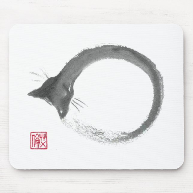 Mousepad Macarrão - gato Enso de Sumi-e (Frente)
