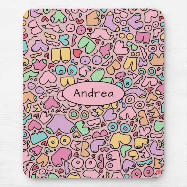 Mousepad Maçãs cor-de-rosa padrão engraçado popular (Frente)