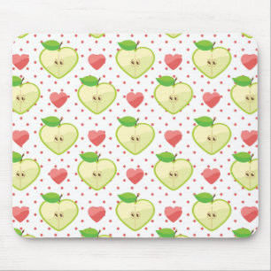 Mousepad Maçãs De Coração Com Bolinhas E Corações Ros