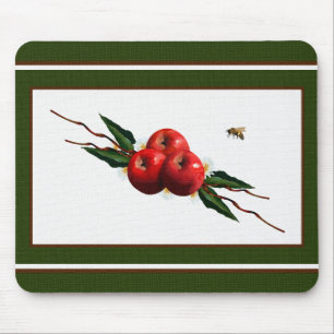 Mousepad Maçãs Vermelhas de Aquarela