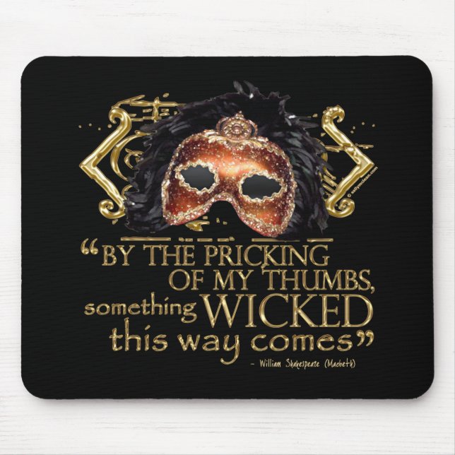 Mousepad Macbeth "algo" citações más (versão Dourado) (Frente)