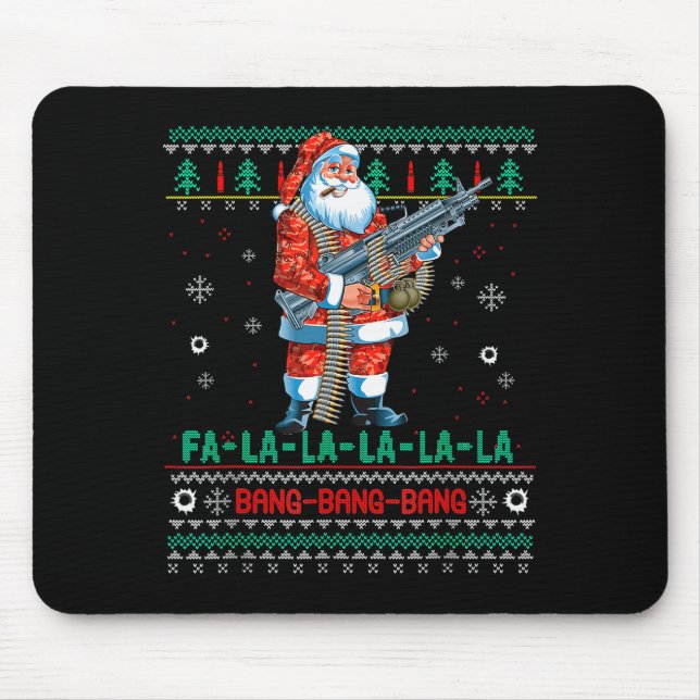 Mousepad Machine Santa Claus Gun Lover Ugly Christmas Sweat (Frente)
