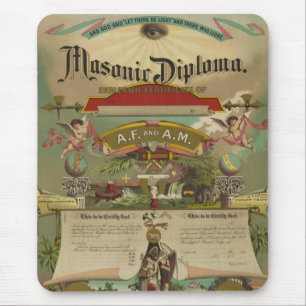 Mousepad Maçonaria maçónica 1891 do Freemason do diploma