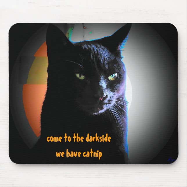 Mousepad Maconha Darkside Gato Preto Meme (Frente)