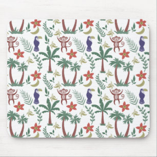 Mousepad Macra e macaco, sem costura, de padrões tropicais