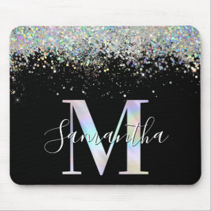 Mousepad Macrolimus Glitter Holográfico Faux Monograma Iri