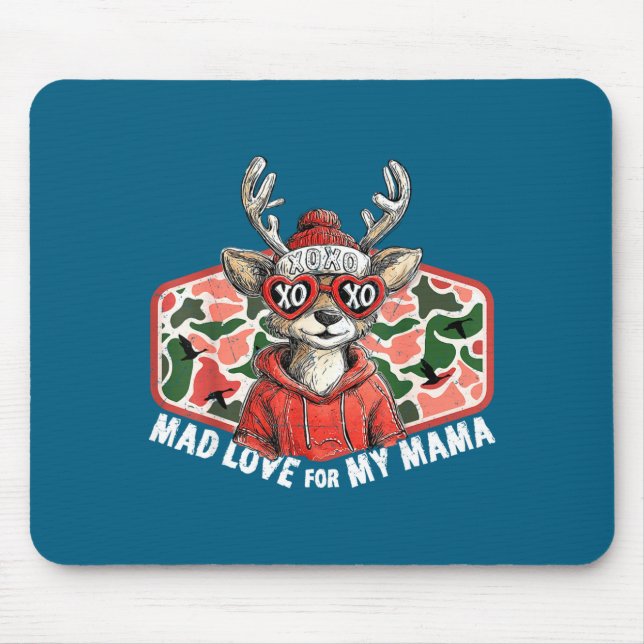 Mousepad Mad Retro Love For My Mama Camo Deer Hunting Valen (Frente)