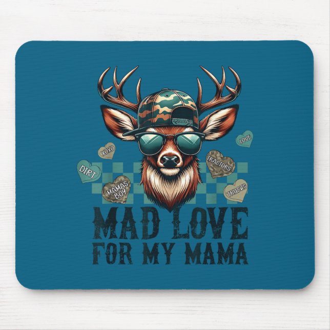 Mousepad Mad Retro Love For My Mama Camo Deer Hunting Valen (Frente)