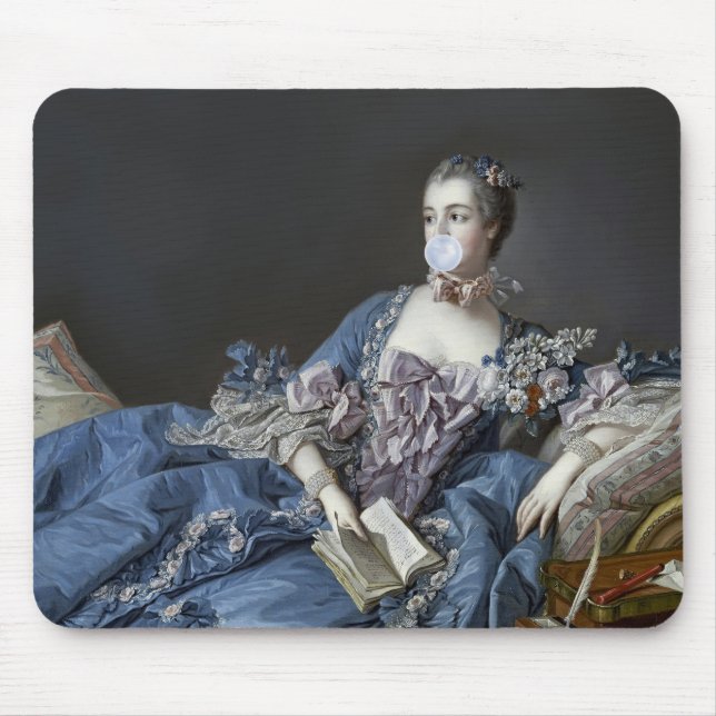Mousepad Madame de Pompadour soprando uma pastilha azul (Frente)