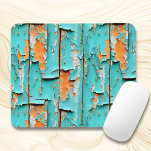 Mousepad Madeira de cor laranja e azul de turquesa