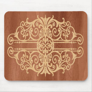 Mousepad Madeira incrustada vitoriana luz de rolagem no esc
