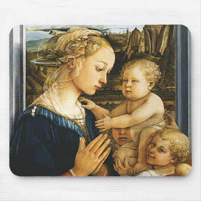 Mousepad Madonna com criança e dois anjos, Filippo Lippi (Frente)