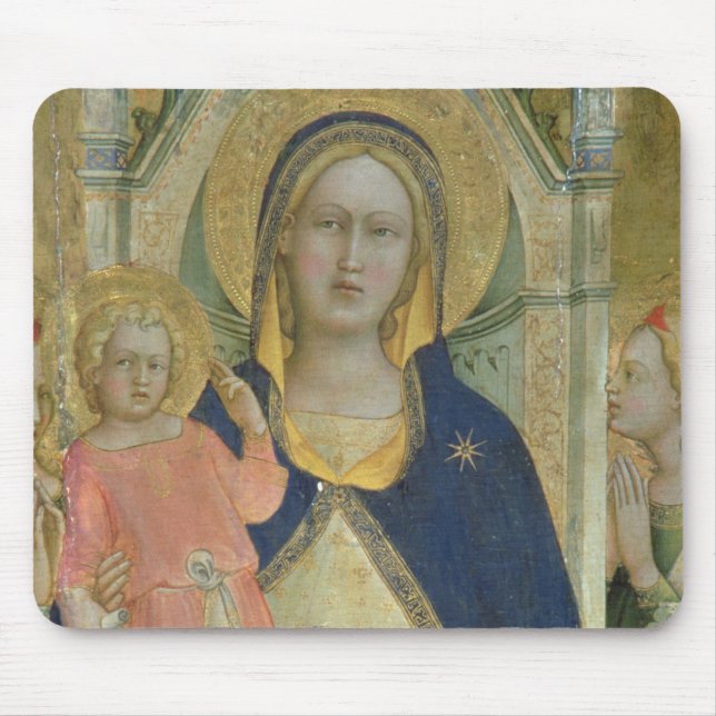 Mousepad Madonna e a criança enthroned com santos, detalham (Frente)