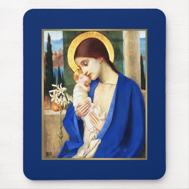 Mousepad Madonna e Child. Presente de Natal de Belas Artes (Frente)