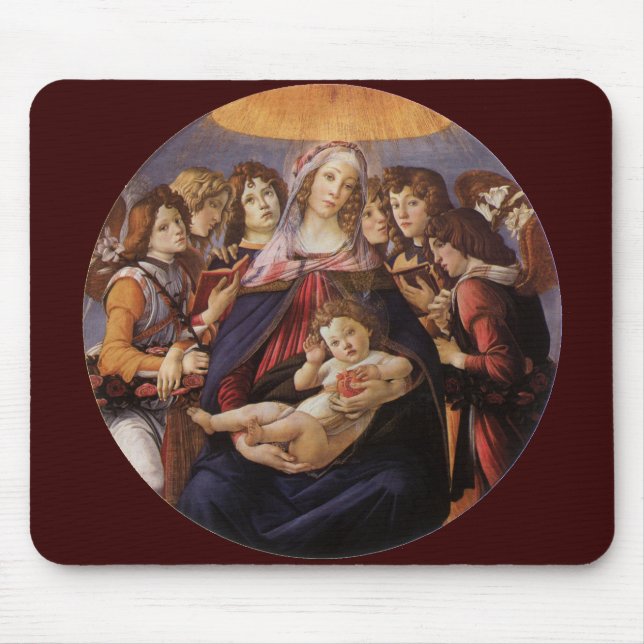 Mousepad Madonna e Criança com Anjos por Sandro Botticelli (Frente)