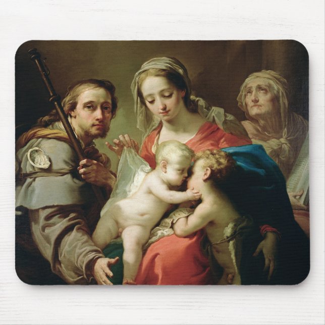 Mousepad Madonna e criança com santos John, Anna e Rocco (Frente)