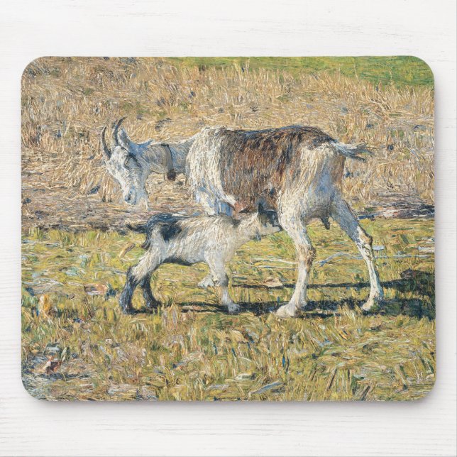 Mousepad Madre Goat com seu Jovem Criança (por Segantini) (Frente)