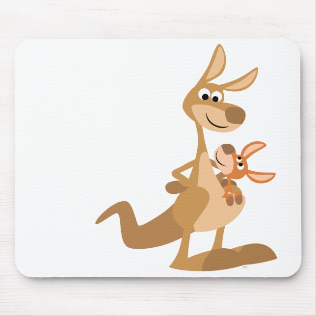 Mousepad Mãe bonito do canguru dos desenhos animados e Joey (Frente)