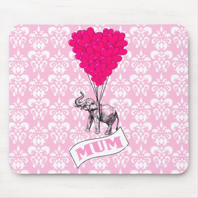 Mousepad Mãe com elefante rosa (Frente)