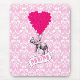 Mousepad Mãe com elefante rosa