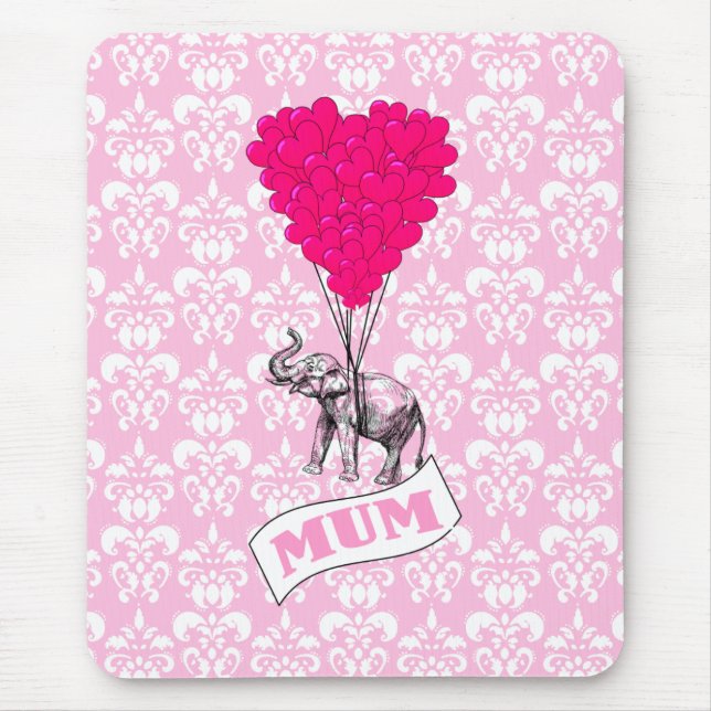 Mousepad Mãe com elefante rosa (Frente)