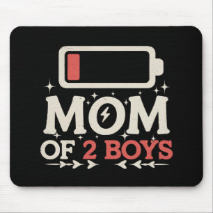 Mousepad Mãe de 2 Meninos Bateria Baixa Funny Dia das Mães