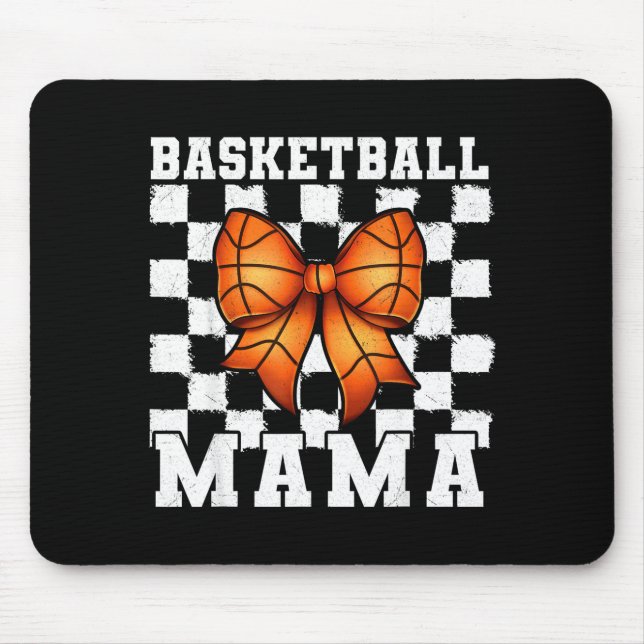 Mousepad Mãe de Basquete Coquette Bow Dia de Jogo Divertido (Frente)