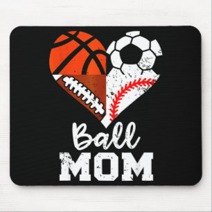 Mousepad Mãe de Bola Coração Engraçado Futebol Basquete Bei