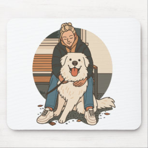 Mousepad Mãe de Cachorro Abraçando Filhote Fofinho Momento