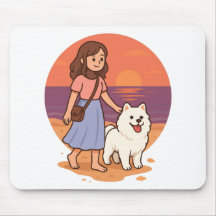 Mãe de Cachorro Fofo Passeando Pupila Fofa na Prai