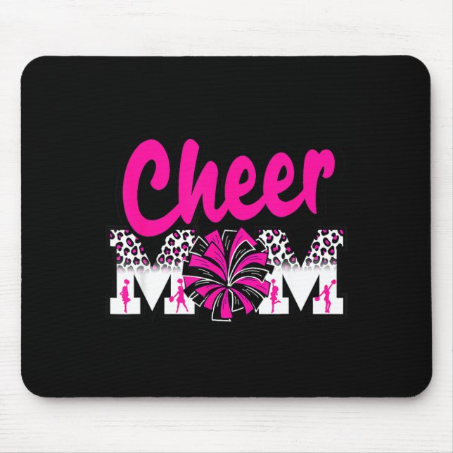 Mousepad Mãe de cheerleader rosa quente letras onça preta c (Frente)