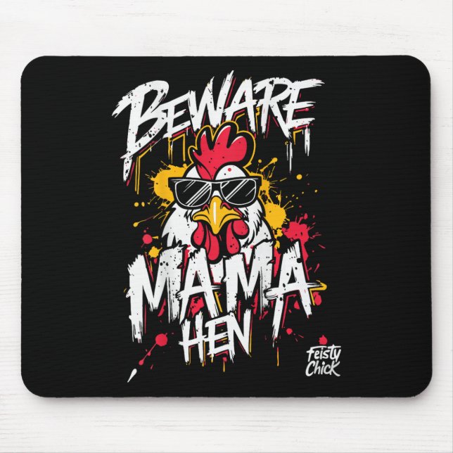 Mousepad Mãe de Frango Engraçada Cuidado Mamãe Galinha Aman (Frente)