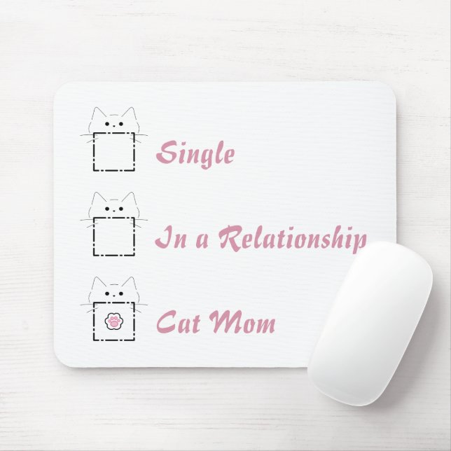 Mousepad Mãe de Gato Gato Fofo Branco & Rosa (Com mouse)