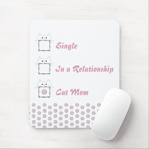 Mousepad Mãe de Gato Gato Fofo Pata Branca & Rosa