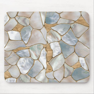 Mousepad Mãe de pérola e células Douradas abstrato