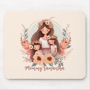 Mousepad Mãe e Duas Filhas em Quadro Floral