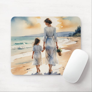 Mousepad Mãe e Filha Caminhando na Praia