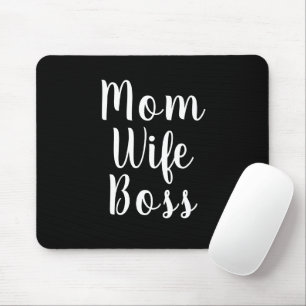 Mousepad Mãe Esposa Chefe preto, roteiro personalizado