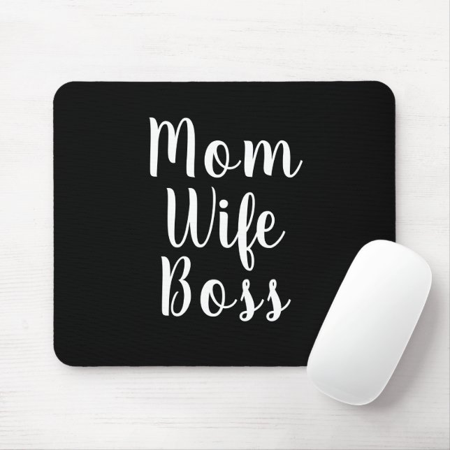 Mousepad Mãe Esposa Chefe preto, roteiro personalizado (Com mouse)