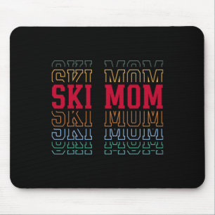 Mousepad Mãe Esquiando Camada de Texto Engraçado Esquiador