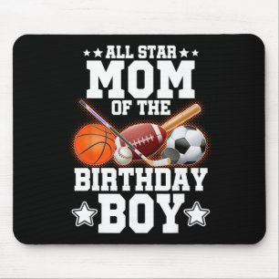 Mousepad Mãe Estrela do Menino de Aniversário Sketll Futebo