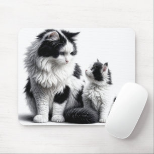 Mousepad Mãe Gato e Gatinho em Branco